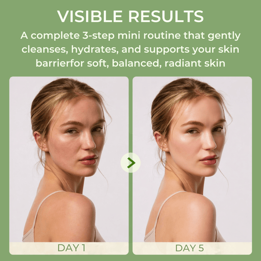 Before and after skincare results showing smoother hydrated skin