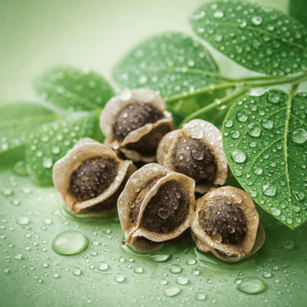 Moringa seed extract helping remove impurities and cleanse skin gently