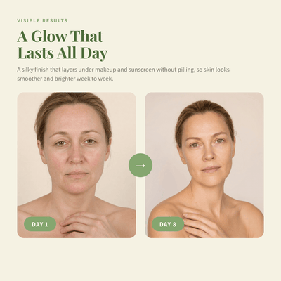Day 1 and Day 8 showing a smoother brighter looking glow