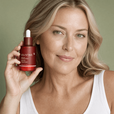 Woman holding the NAD+ EGF Firming Serum
