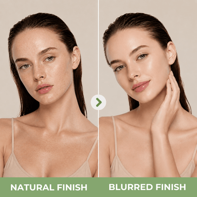 Natural finish versus blurred finish comparison using EADEM Sunsuede sunscreen primer