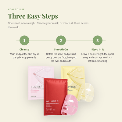 How to use the Olivine Beauty Overnight Glow Jelly Mask in three easy steps