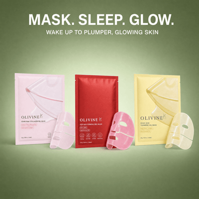 Olivine Beauty Overnight Glow Jelly Mask trio, mask sleep glow, wake up to plumper glowing skin