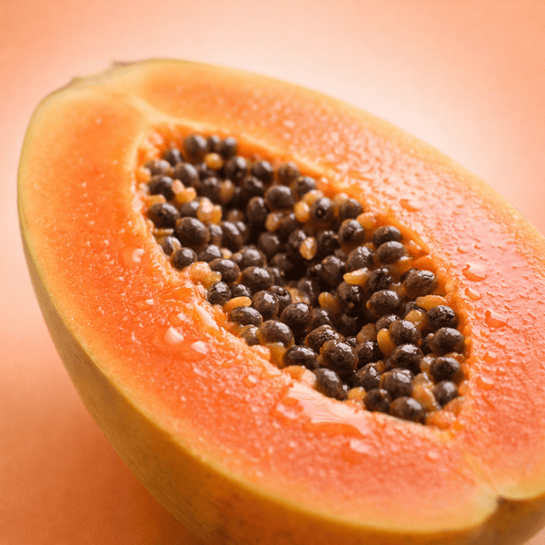 Papaya enzymes gently exfoliating skin to improve texture and clarity