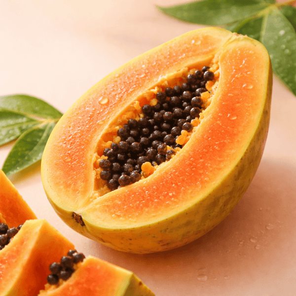 Ripe papaya extract showing smooth texture benefits for softer and even-looking skin