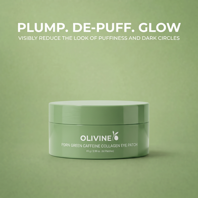 Olivine Beauty PDRN Green Caffeine Collagen Eye Patch jar in the new green design