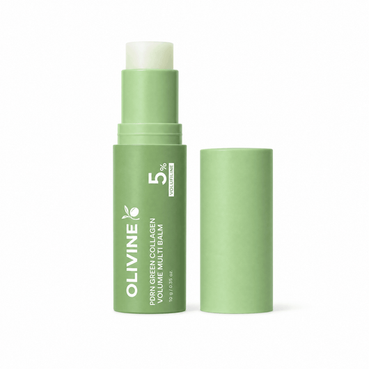 Olivine Beauty PDRN Green Collagen Volume Multi Balm twist up stick shown open