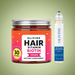 Hair Density Roll On serum beside the Fuller Hair Gummies jar