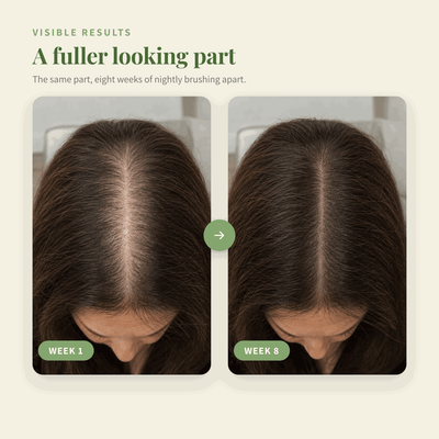 A fuller looking part after eight weeks of nightly brushing with the serum