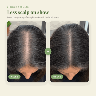 Less scalp on show, fewer bare partings after eight weeks with the brush serum