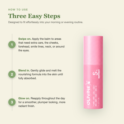 How to use the Olivine Beauty PDRN Pink Collagen Volume Multi Balm in three easy steps