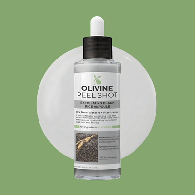 Olivine Beauty Peel Shot Black Rice Exfoliating Ampoule bottle for exfoliation and skin texture improvement