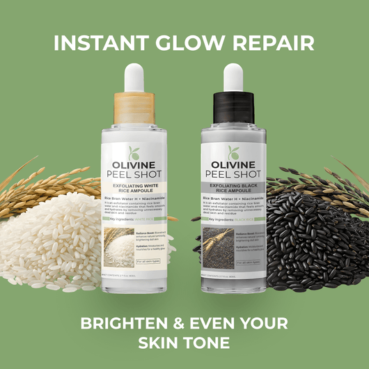 Olivine Beauty Peel Shot exfoliating ampoule duo for brighter and smoother skin appearance