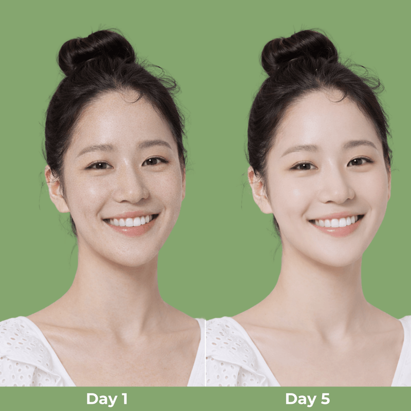 Olivine Beauty deep hydration peptide ampoule before and after comparison showing smoother brighter and healthier looking skin