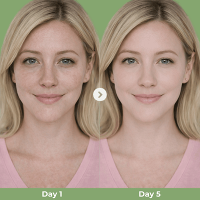 Olivine Beauty Pore Tox Gel Mask before and after comparison showing smoother looking skin and reduced appearance of pores