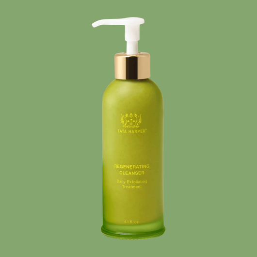 Olivine Beauty regenerating cleanser bottle with premium green packaging