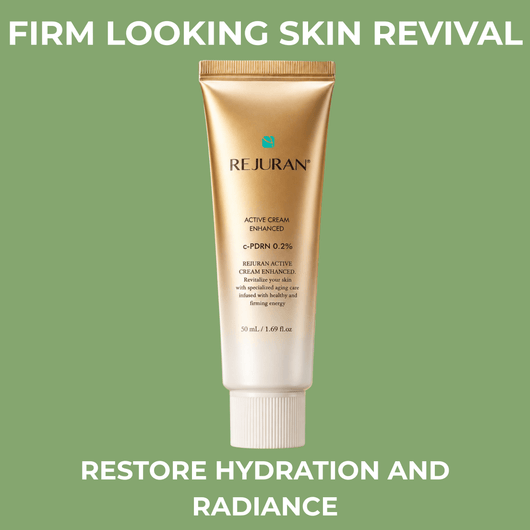 Olivine Beauty REJURAN Active Cream Enhanced hero image with firm looking skin revival and hydration support