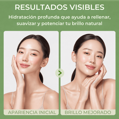 Comparación de apariencia inicial y brillo mejorado con crema Olivine Beauty hidratante