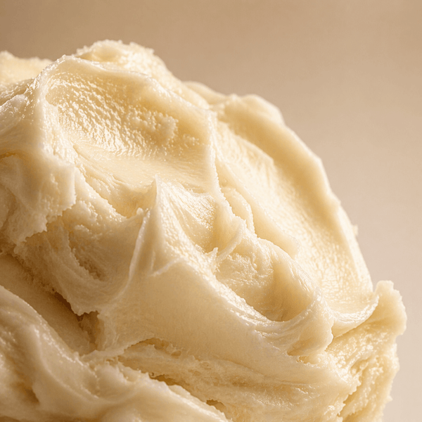 Rich shea butter texture providing lasting moisture and skin softness