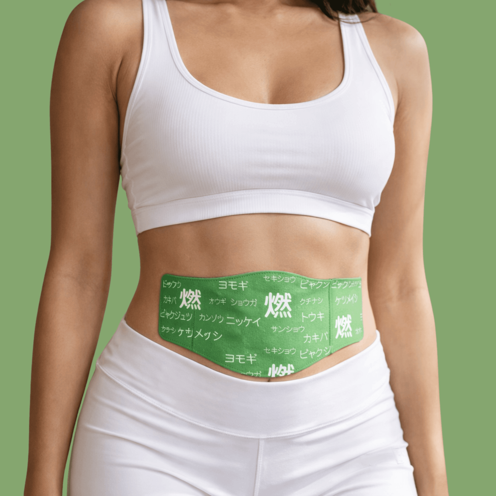 Olivine beauty slimming patch applied on clean abdomen showing proper placement for daily routine use