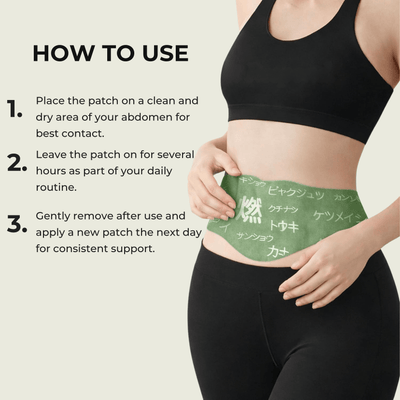 Olivine beauty slimming patch applied on abdomen showing simple daily use routine and proper placement
