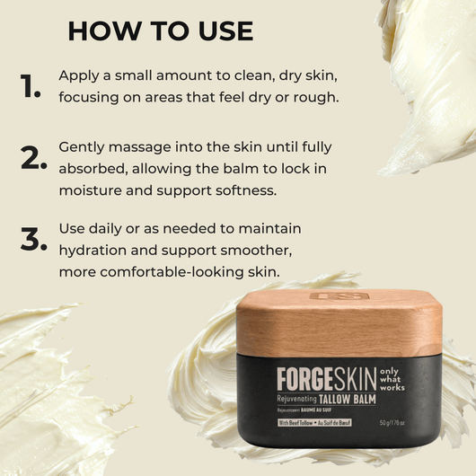 Step by step guide applying tallow balm to support hydration and smoother skin feel