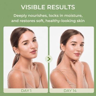 Before and after skin results showing improved smoothness and hydration after using tallow balm