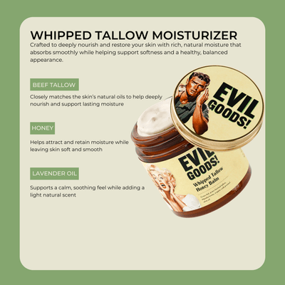 whipped tallow moisturizer with beef tallow honey and lavender oil benefits