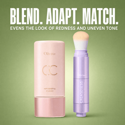 Tone Adapting CC Serum and its shade matched setting powder, evens the look of redness and uneven tone