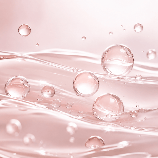 Glossy translucent liquid textures representing Tranexamic Acid 4% skincare benefits by Olivine Beauty.