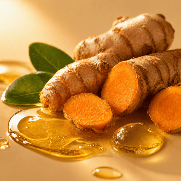 Golden turmeric extract with natural glow representing radiance and skin brightness benefits