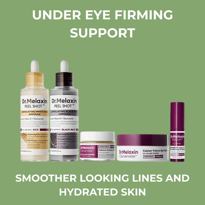 Olivine Beauty under eye firming support bundle with peel shot ampoules eye patches cream and balm