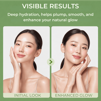 Before and after hydration glow comparison for Olivine Beauty PDRN Hyaluronic Acid cream