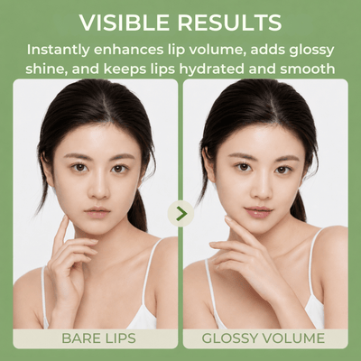 Before and after glossy lip volume comparison using Dr.Melaxin BP Spicule Plumping Lip Shot.