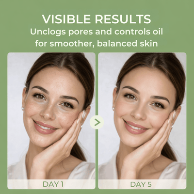 before and after results showing smoother skin and reduced oil after using bha toner