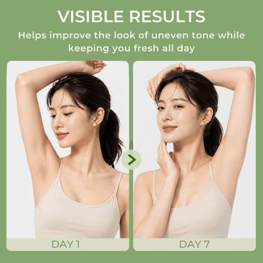 Day 1 and Day 7 underarm appearance comparison with consistent daily use