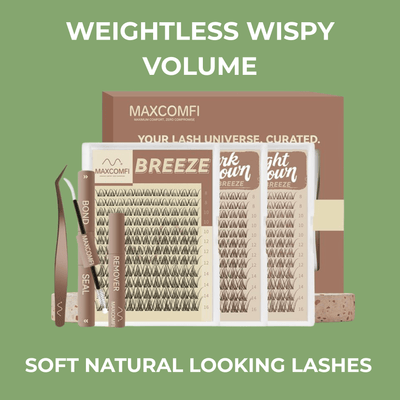 Maxcomfi Breeze lash cluster kit for soft natural looking lightweight wispy lashes