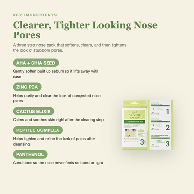 Olivine Cactox 3 Step Nose Mask Pack key ingredients breakdown