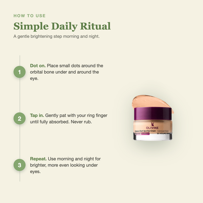 Olivine Calcium Dark Spot Eye Cream how to use, step by step