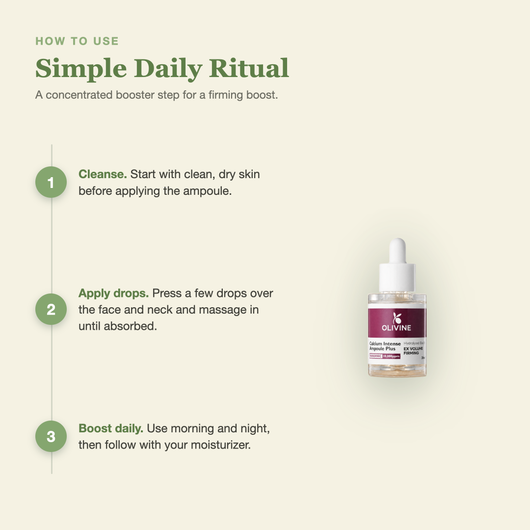 Olivine Calcium Intense Ampoule Plus how to use, step by step