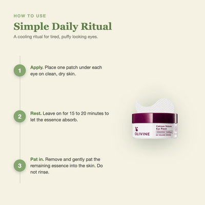 Olivine Calcium Volume Eye Patch how to use, step by step