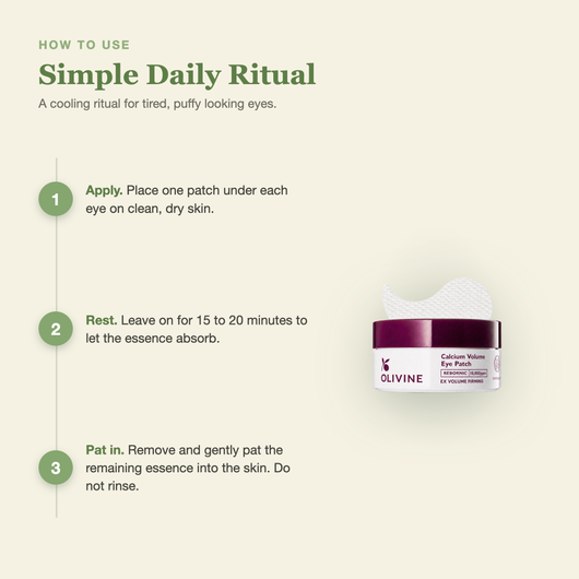 Olivine Calcium Volume Eye Patch how to use, step by step