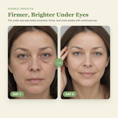 Olivine Calcium Volume Eye Patch Day 1 to Day 8 visible results