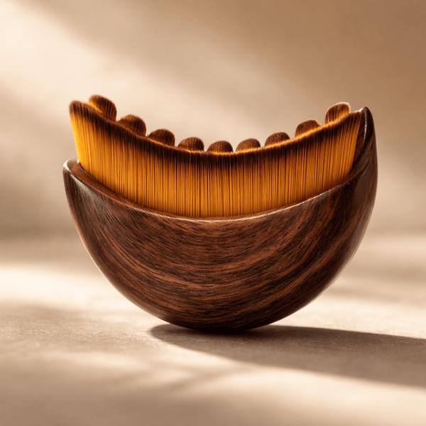 Olivine contour face brush lymphatic sculpting tool front view showing ergonomic curved bristles