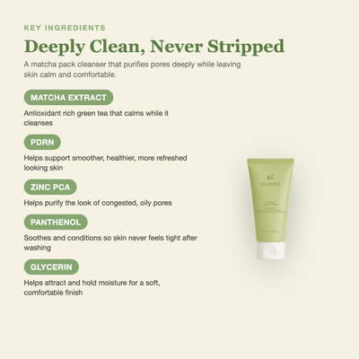 Olivine Matcha Pack Cleanser key ingredients breakdown