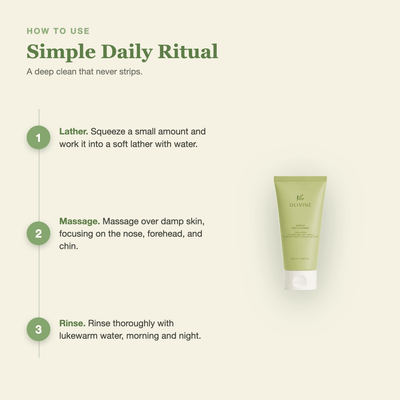Olivine Matcha Pack Cleanser how to use, step by step