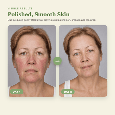 Olivine Matcha PDRN Bubble Tea Scrub Day 1 to Day 8 visible results