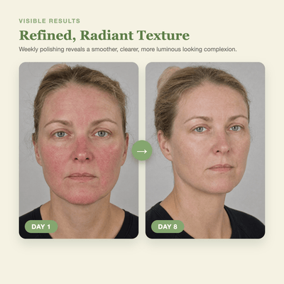 Olivine Matcha PDRN Bubble Tea Scrub Day 1 to Day 8 visible results