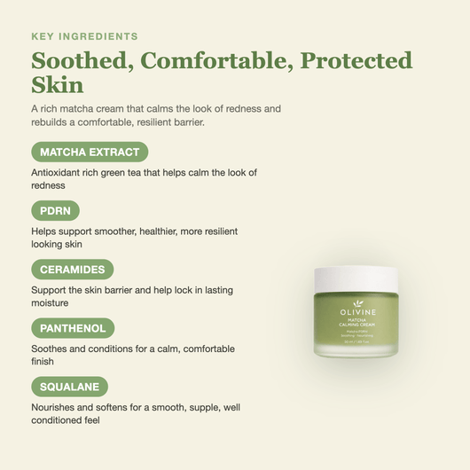 Olivine Matcha PDRN Calming Cream key ingredients breakdown