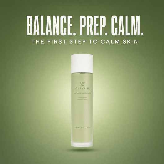 Olivine Matcha PDRN Skin Toner on a green gradient background